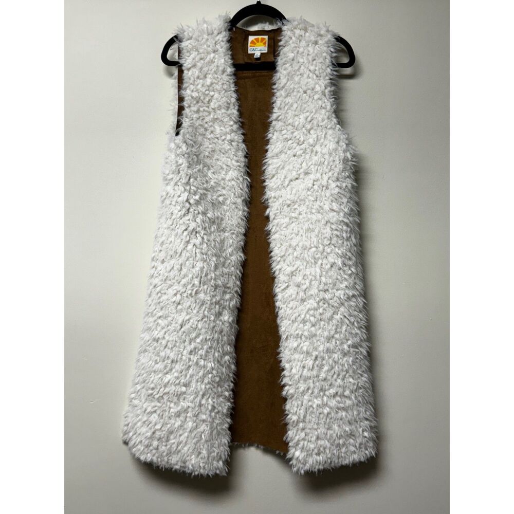 C&C CALIFORNIA Faux Shearling/Faux Suede Reversible Long Line Cardigan, Sz S